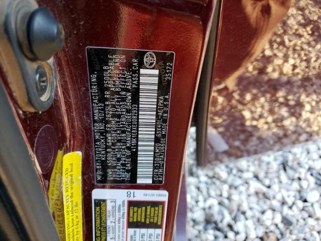 4T1BK1EBXEU082933 - 2014 TOYOTA AVALON BASE 勃艮第红 照片 12