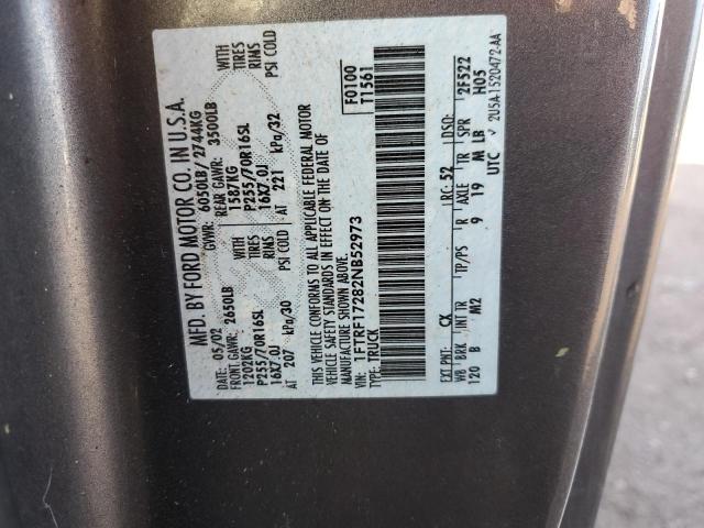 1FTRF17282NB52973 - 2002 FORD F150 GRAY photo 12