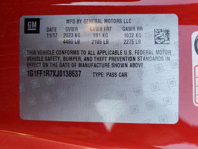 1G1FF1R7XJ0138637 - 2018 CHEVROLET CAMARO SS RED photo 12