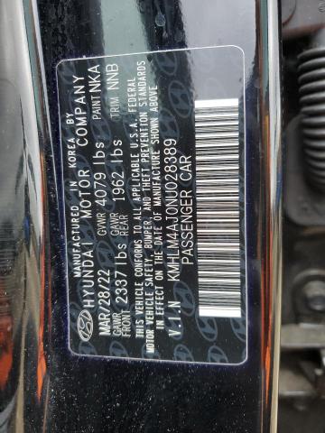 KMHLM4AJ0NU028389 - 2022 HYUNDAI ELANTRA BLUE BLACK photo 13