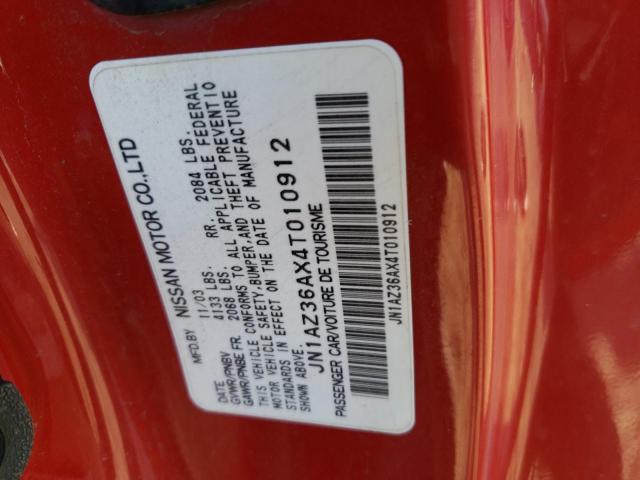 JN1AZ36AX4T010912 - 2004 NISSAN 350Z ROADSTER RED photo 12