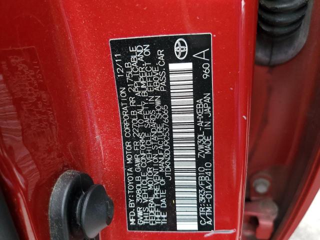 JTDKN3DU9C5376065 - 2012 TOYOTA PRIUS RED photo 12