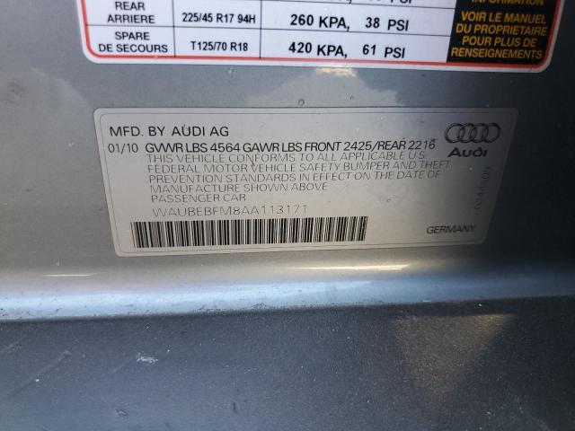 WAUBEBFM8AA113171 - 2010 AUDI A3 PREMIUM SILVER photo 12