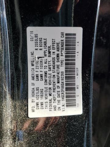 1HGCR2F86GA182269 - 2016 HONDA ACCORD EXL BLACK photo 12