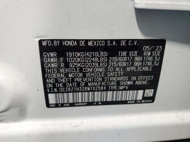 3CZRZ1H32RM702584 - 2024 HONDA HR-V LX WHITE photo 14