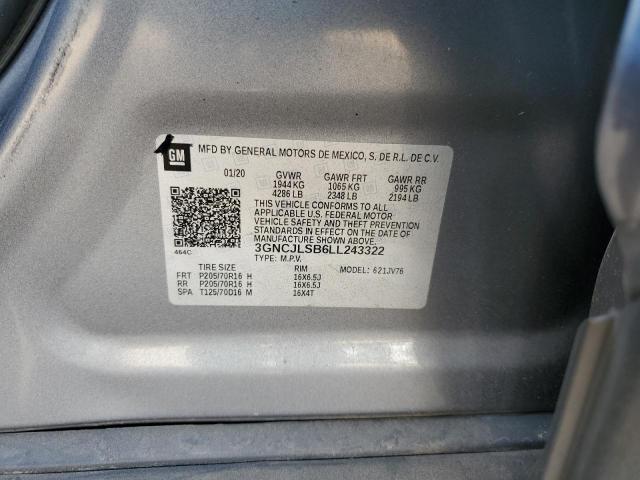 3GNCJLSB6LL243322 - 2020 CHEVROLET TRAX 1LT GRAY photo 12