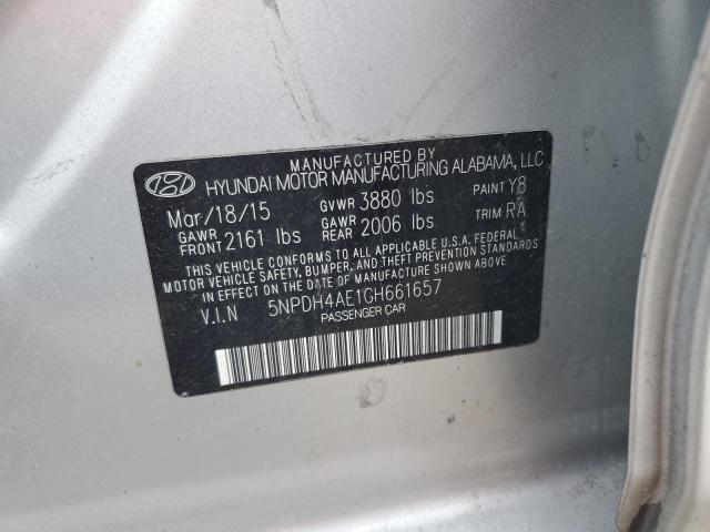 5NPDH4AE1GH661657 - 2016 HYUNDAI ELANTRA SE SILVER photo 12