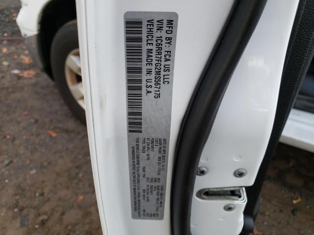 1C6RR7FG2MS567175 - 2021 RAM 1500 CLASS TRADESMAN WHITE photo 13