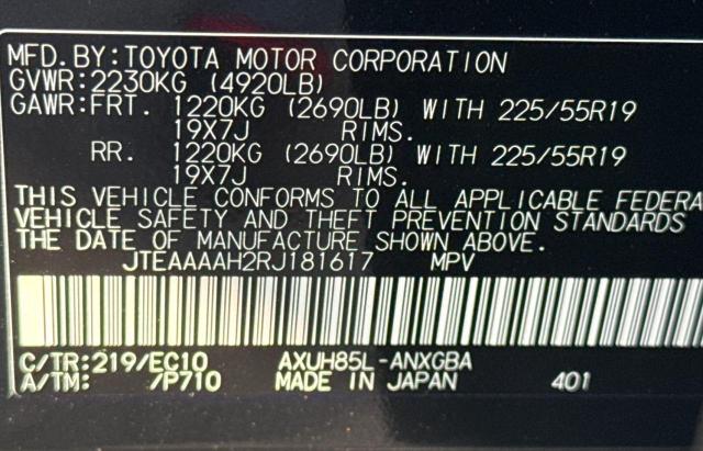 JTEAAAAH2RJ181617 - 2024 TOYOTA VENZA LE BLACK photo 10