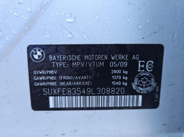 5UXFE83549L308820 - 2009 BMW X5 XDRIVE48I SILVER photo 10