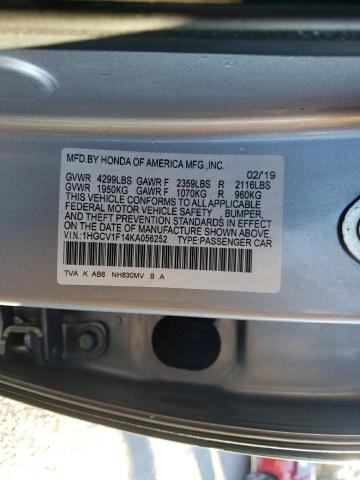 1HGCV1F14KA056252 - 2019 HONDA ACCORD LX SILVER photo 13