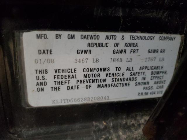 KL1TD56628B208043 - 2008 CHEVROLET AVEO BASE Qara foto 12