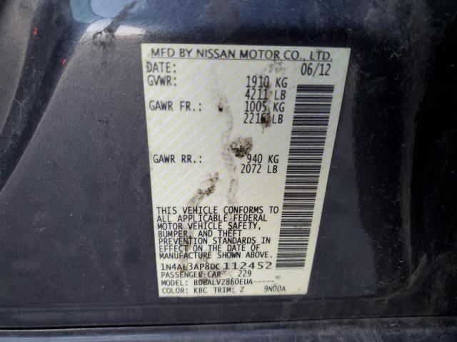 1N4AL3AP8DC112452 - 2013 NISSAN ALTIMA 2.5 GRAY photo 12