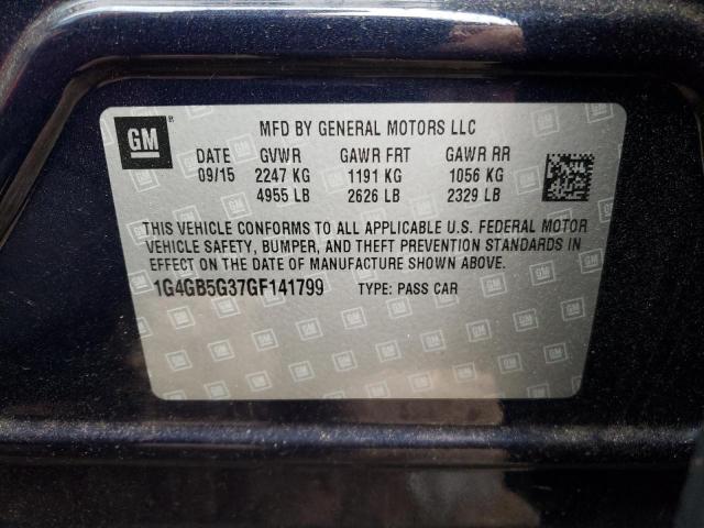 1G4GB5G37GF141799 - 2016 BUICK LACROSSE BLUE photo 12