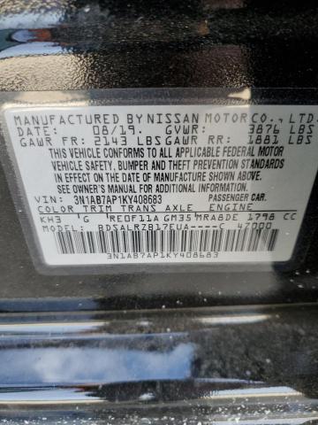 3N1AB7AP1KY408683 - 2019 NISSAN SENTRA S BLACK photo 13