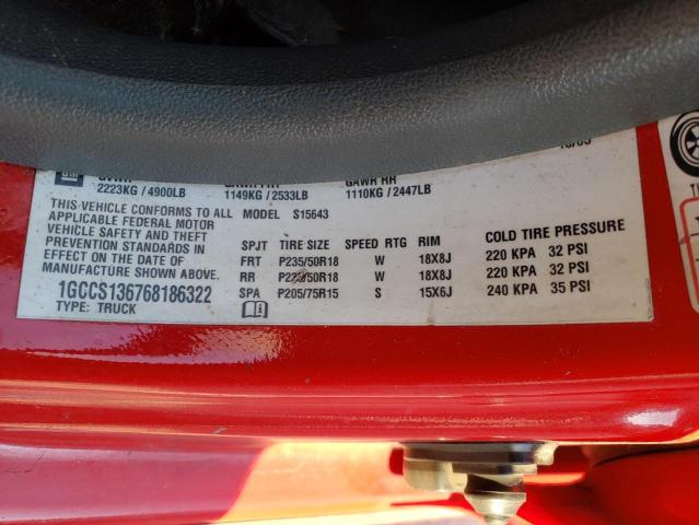 1GCCS136768186322 - 2006 CHEVROLET COLORADO RED photo 12