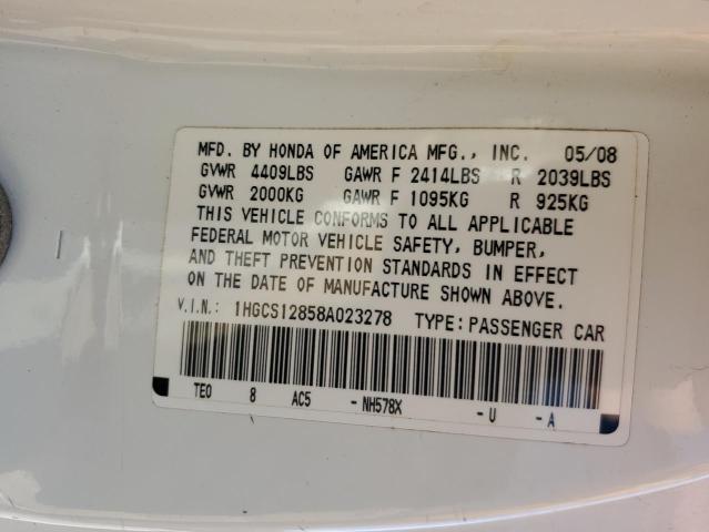 1HGCS12858A023278 - 2008 HONDA ACCORD EXL WHITE photo 13