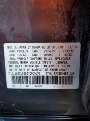 JH4CL96967C005581 - 2007 ACURA TSX CHARCOAL photo 12