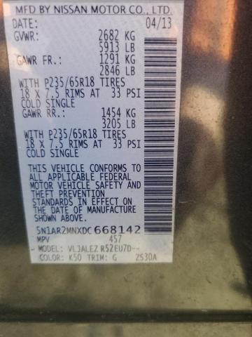 5N1AR2MNXDC668142 - 2013 NISSAN PATHFINDER S ნაცრისფერი ფოტო 13