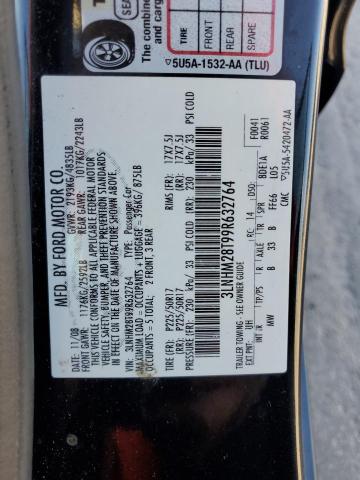 3LNHM28T99R632764 - 2009 LINCOLN MKZ BLACK photo 12