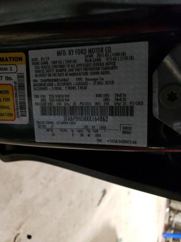 3FA6P0HD8KR164862 - 2019 FORD FUSION SE GRAY photo 12