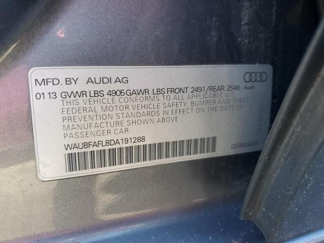 WAUBFAFL8DA191288 - 2013 AUDI A4 PREMIUM GRAY photo 12