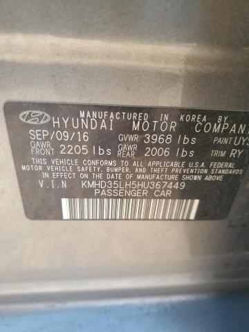 KMHD35LH5HU367449 - 2017 HYUNDAI ELANTRA GT GRAY photo 13