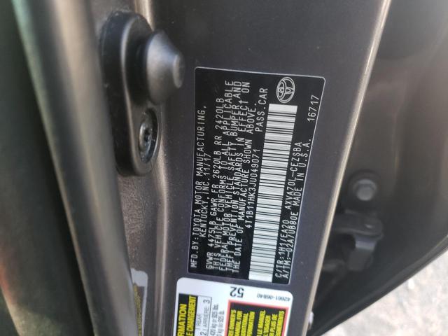 4T1B11HK3JU049071 - 2018 TOYOTA CAMRY L GRAY photo 12