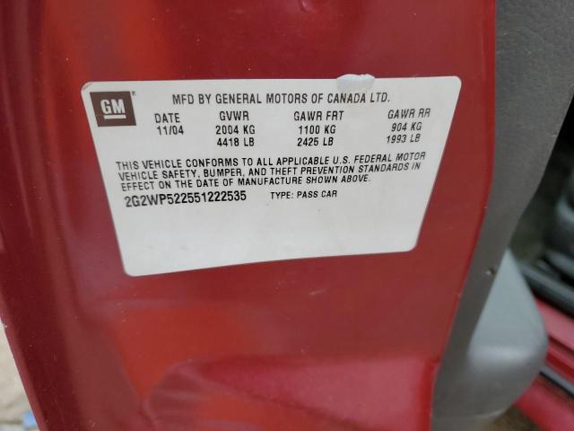 2G2WP522551222535 - 2005 PONTIAC GRAND PRIX 栗色 照片 12