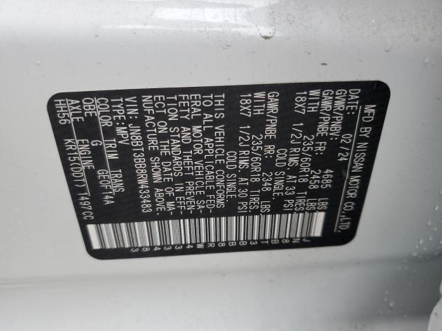 JN8BT3BB8RW433483 - 2024 NISSAN ROGUE SV WHITE photo 13