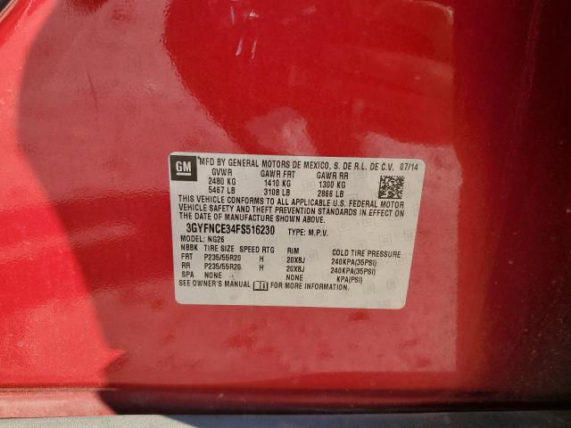 3GYFNCE34FS516230 - 2015 CADILLAC SRX PERFORMANCE COLLECTION Бордовый фото 13