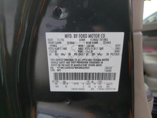 1FMCU0DG7BKB02553 - 2011 FORD ESCAPE XLT BLACK photo 13