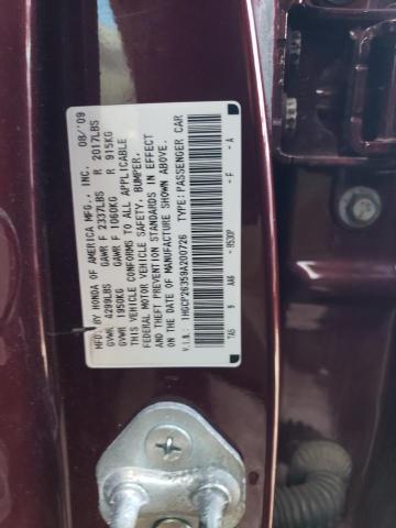 1HGCP26359A200726 - 2009 HONDA ACCORD LX BURGUNDY photo 12