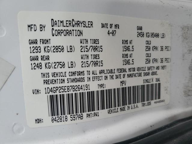 1D4GP25E87B264191 - 2007 DODGE CARAVAN SE WHITE photo 13