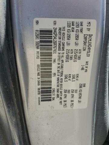 2A4GP54L26R767031 - 2006 CHRYSLER TOWN & COU TOURING SILVER photo 12