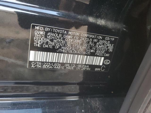 JTHBZ1BL0KA018635 - 2019 LEXUS GS 350 BASE BLACK photo 12