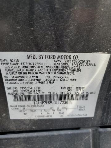 1FAHP2E89JG117230 - 2018 FORD TAURUS SEL CHARCOAL photo 12