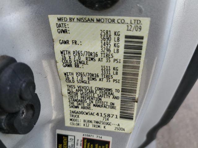 1N6AD0CW5AC415871 - 2010 NISSAN FRONTIER KING CAB SE WHITE photo 13