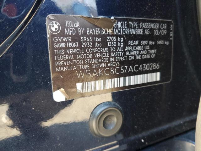 WBAKC8C57AC430286 - 2010 BMW 750 LI XDRIVE BLUE photo 12