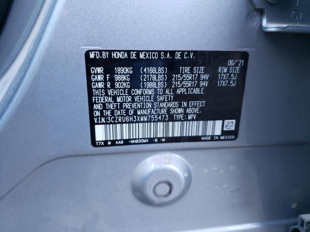 3CZRU6H3XMM755473 - 2021 HONDA HR-V LX SILVER photo 13