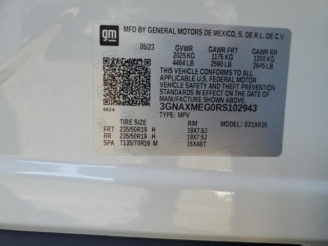 3GNAXMEG0RS102943 - 2024 CHEVROLET EQUINOX RS WHITE photo 12