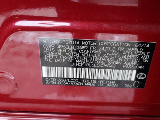 JTHCE1BL6E5026042 - 2014 LEXUS GS 350 RED photo 12