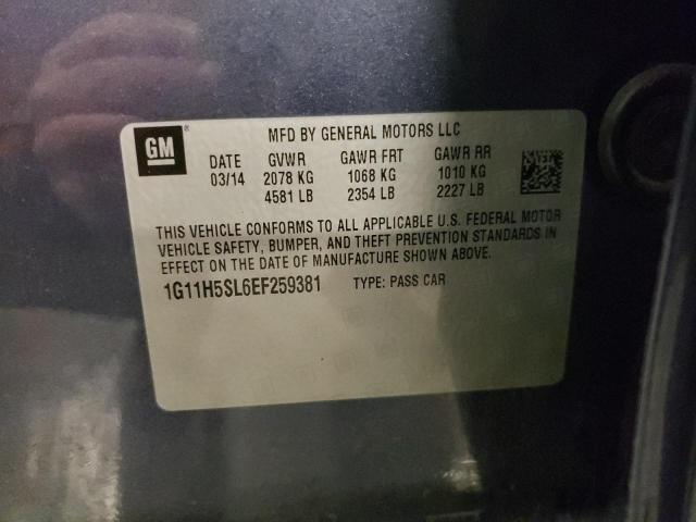 1G11H5SL6EF259381 - 2014 CHEVROLET MALIBU LTZ ლურჯი ფოტო 12