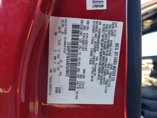 1FAHP3FNXAW269842 - 2010 FORD FOCUS SE RED photo 12