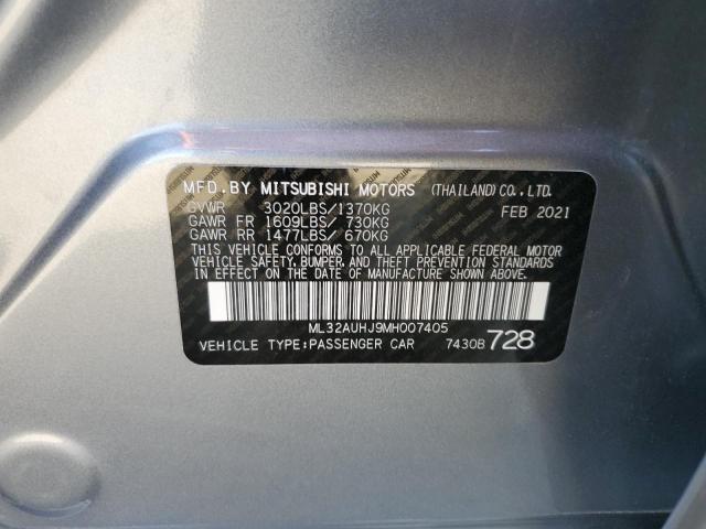 ML32AUHJ9MH007405 - 2021 MITSUBISHI MIRAGE ES GRAY photo 12