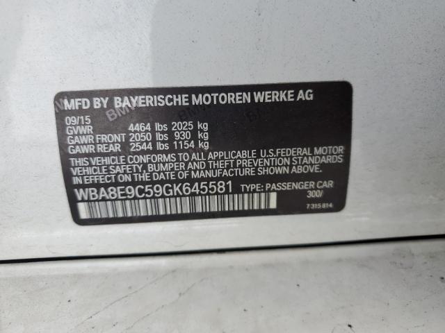 WBA8E9C59GK645581 - 2016 BMW 328 I SULEV WHITE photo 12