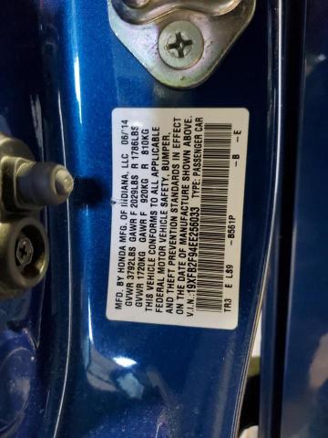 19XFB2F94EE256033 - 2014 HONDA CIVIC EXL ლურჯი ფოტო 12