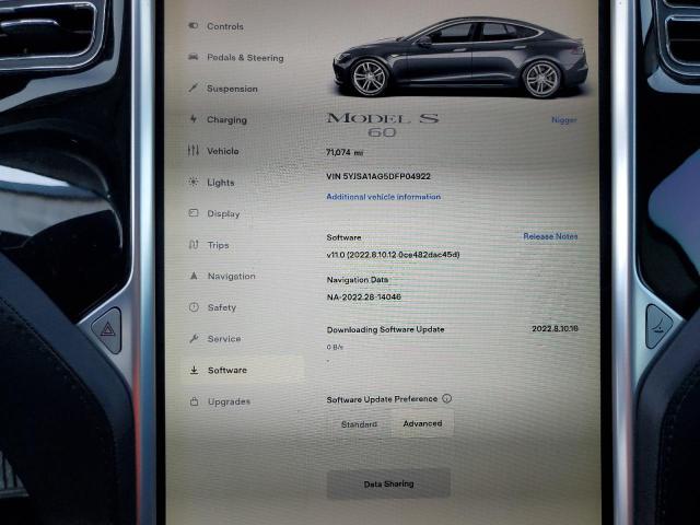 5YJSA1AG5DFP04922 - 2013 TESLA MODEL S GRAY photo 9