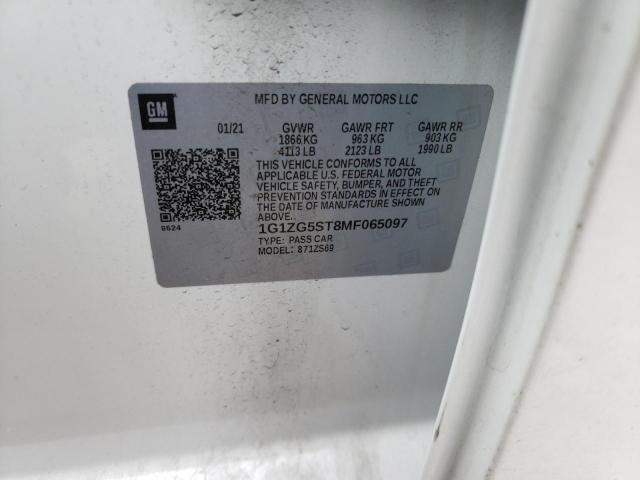 1G1ZG5ST8MF065097 - 2021 CHEVROLET MALIBU RS 白色 照片 12