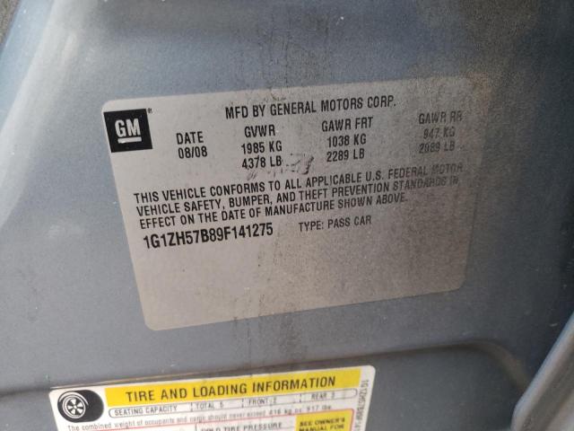 1G1ZH57B89F141275 - 2009 CHEVROLET MALIBU 1LT GRAY photo 13